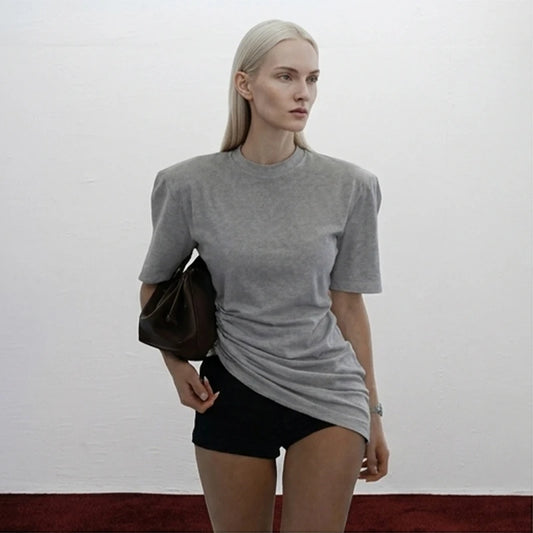 Irregular Hem Pleated Top