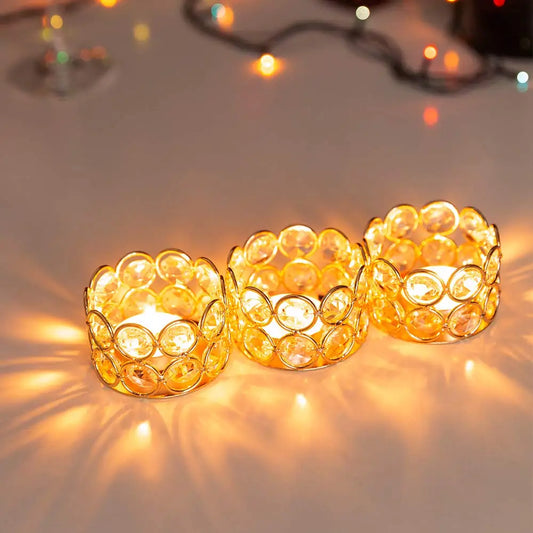 1/6pcs Crystal Tea Light Candle Holders