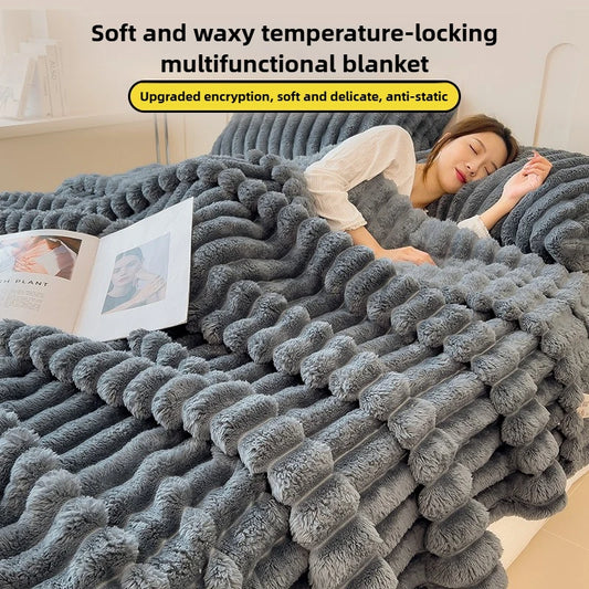 Thickened Wide Striped Flannel Blanket
