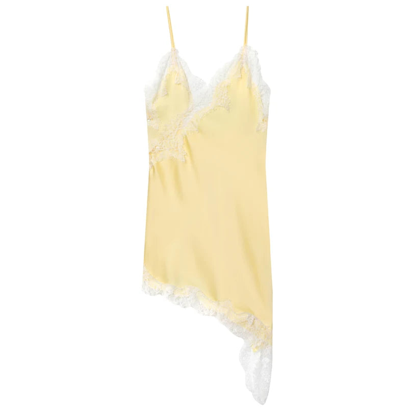 Lace Asymmetric Slip Dress