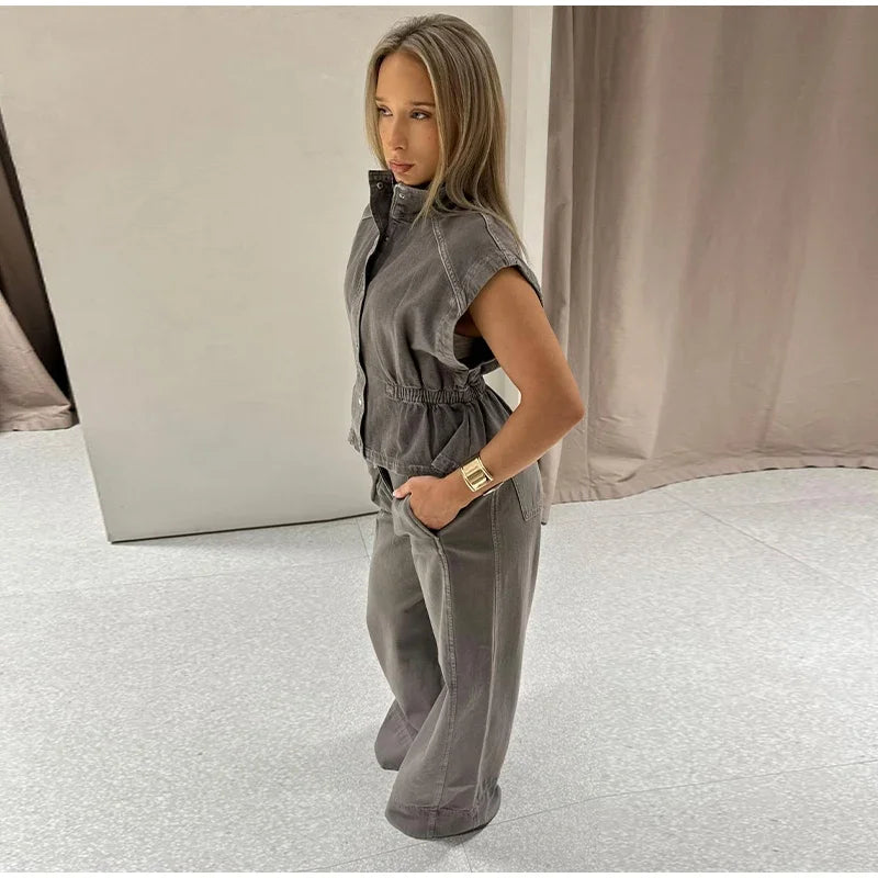 Denim Pant Set
