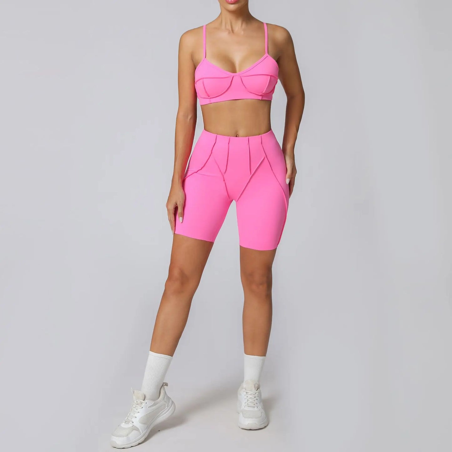 Sports Bra Biker Shorts Yoga Set