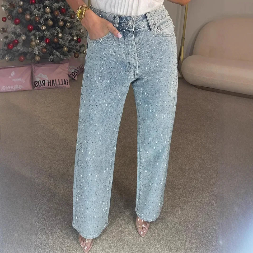 High Waist Diamond Washed Mom Jeans