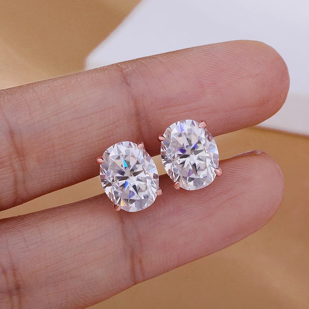 0.5-5ct Oval Cut Moissanite Stud Earrings