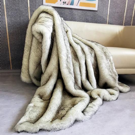 Luxury Imitation Fox Fur Blanket