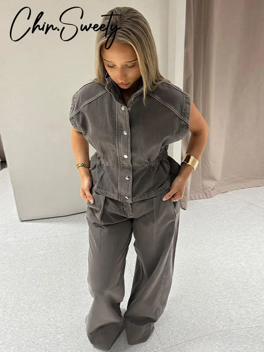 Denim Pant Set