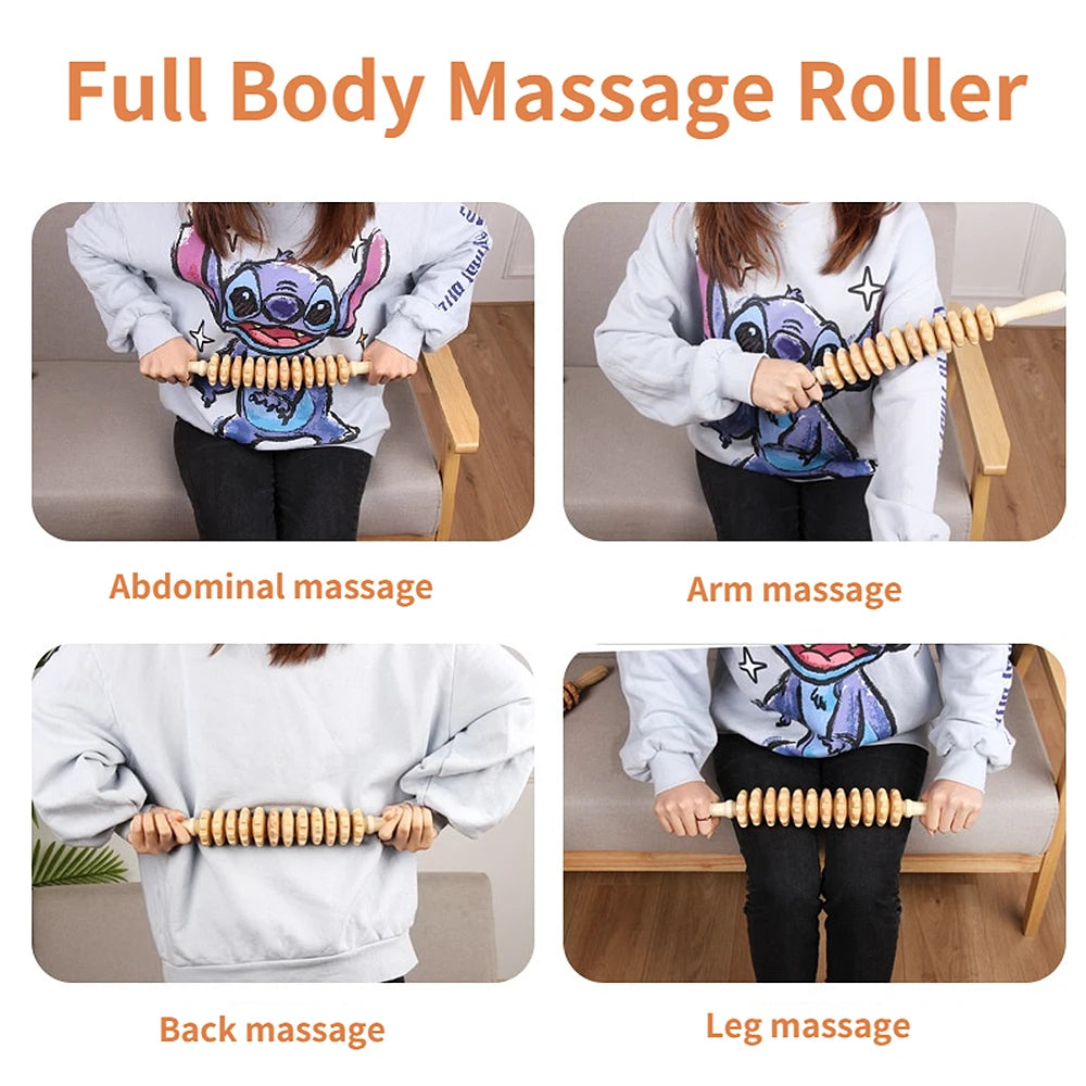 Natural Curved Wooden Massage Roller for Waist and Thigh