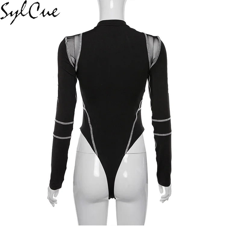 Mesh Colorblock Bodysuit
