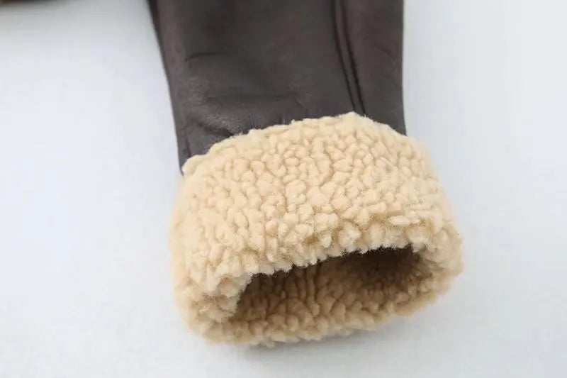 Faux Lamb Leather Fur Jacket
