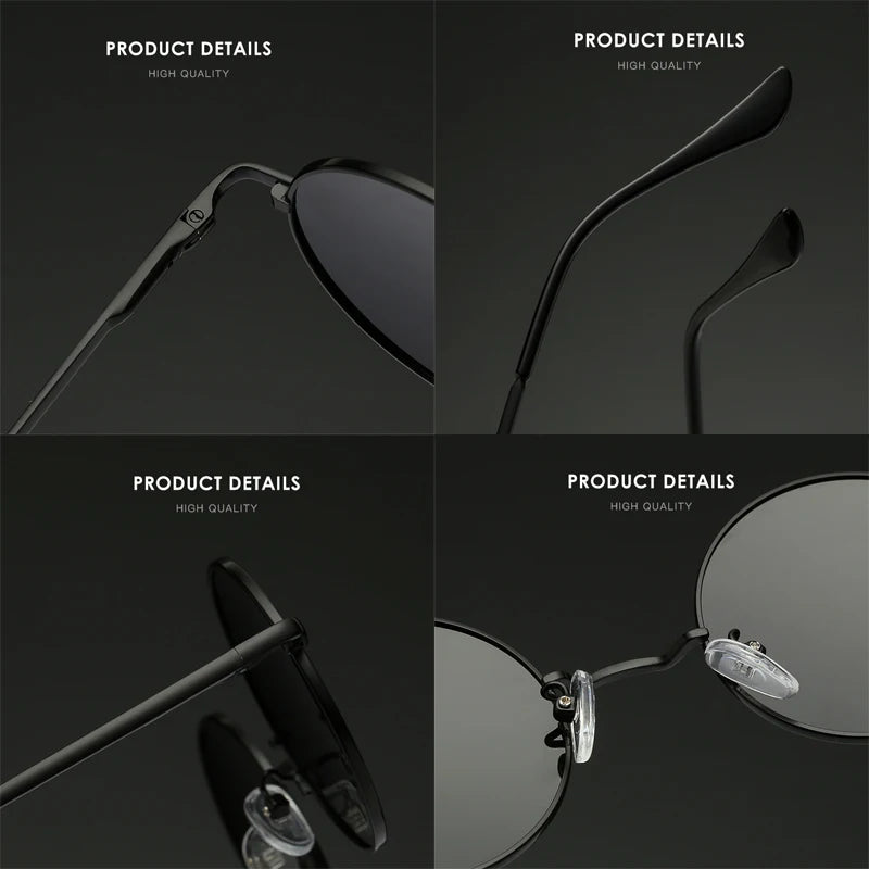 Retro Polarized Round Metal Frame Sunglasses