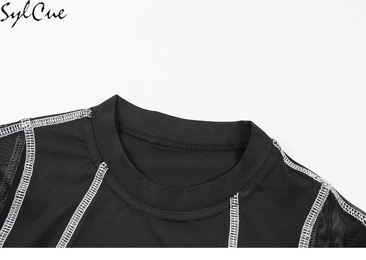 Mesh Colorblock Bodysuit