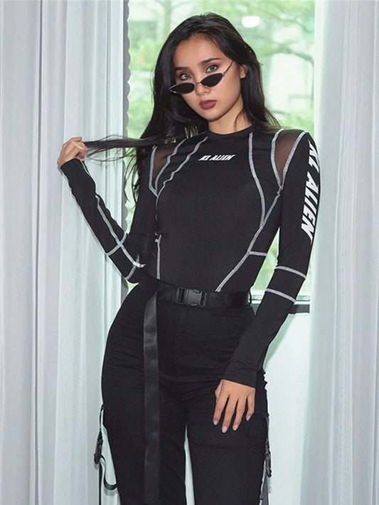 Mesh Colorblock Bodysuit