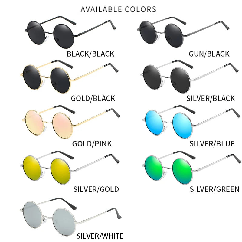 Retro Polarized Round Metal Frame Sunglasses