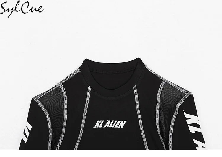 Mesh Colorblock Bodysuit