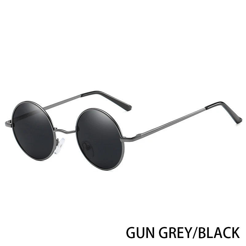 Retro Polarized Round Metal Frame Sunglasses