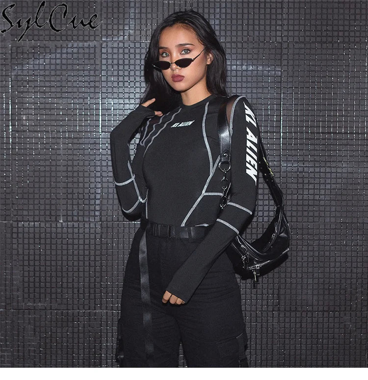 Mesh Colorblock Bodysuit