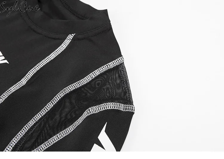 Mesh Colorblock Bodysuit