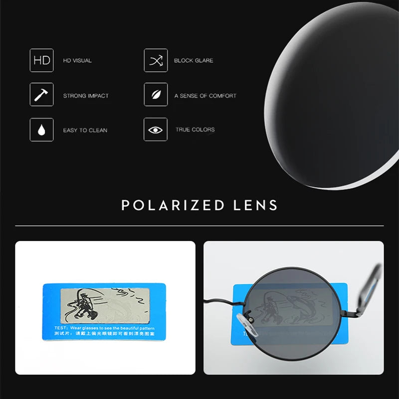 Retro Polarized Round Metal Frame Sunglasses