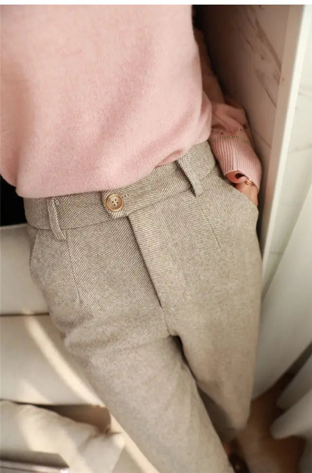 Woolen Harem Pencil Pants