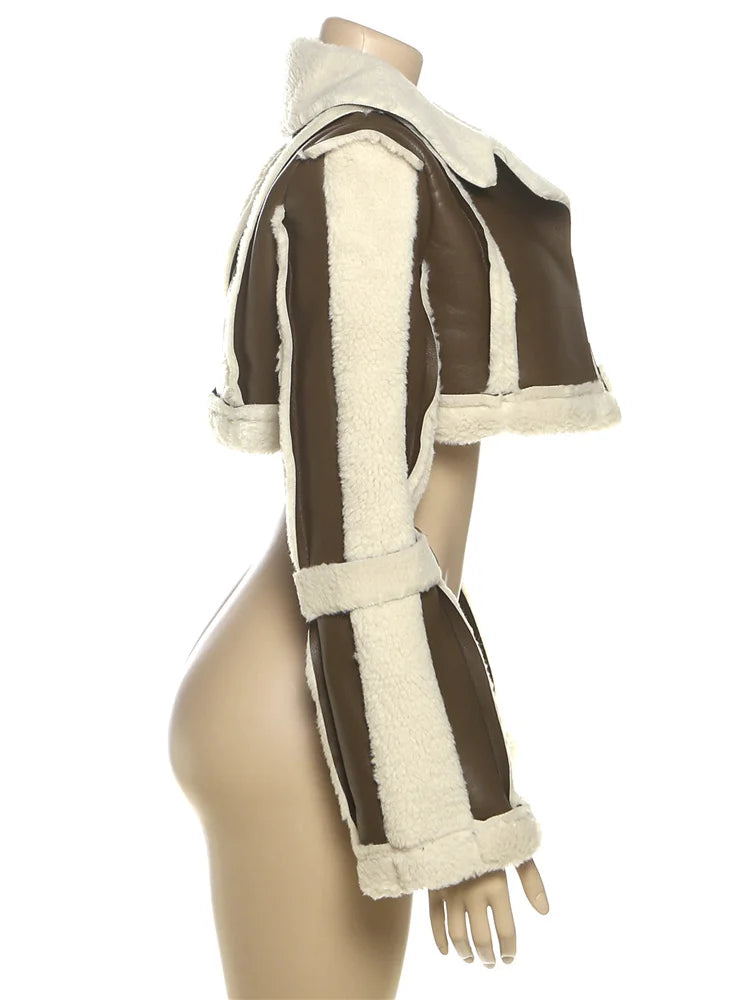Furry Patchwork Crop Jacket