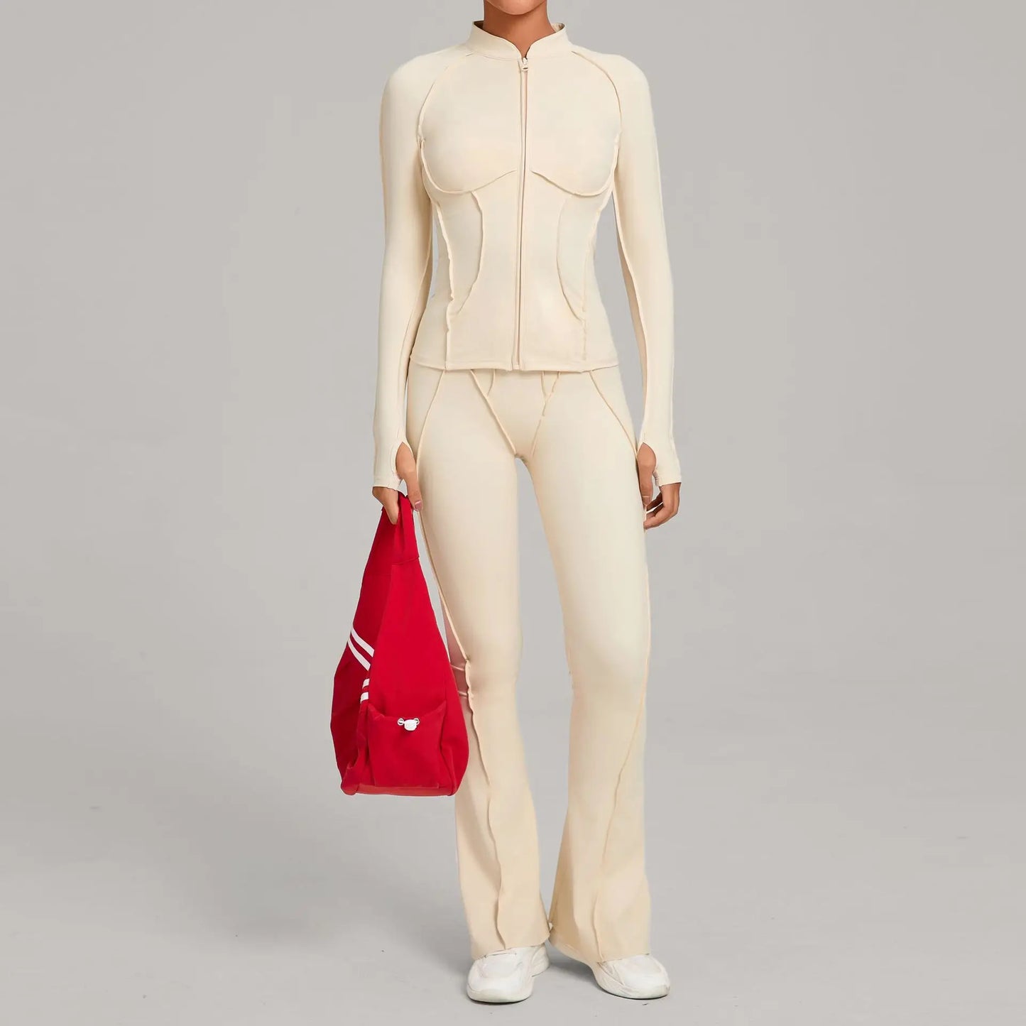 Zip up Flared Leggings Yoga Set