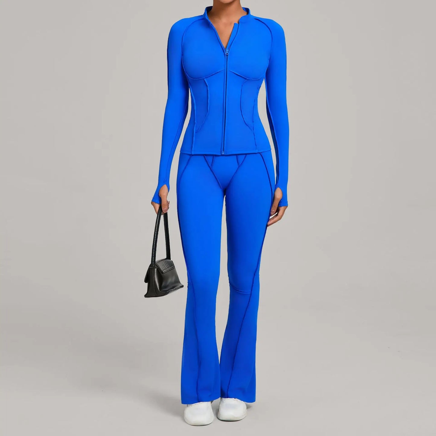Zip up Flared Leggings Yoga Set