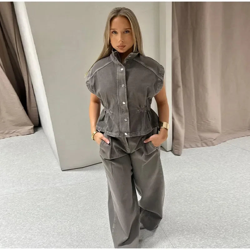 Denim Pant Set