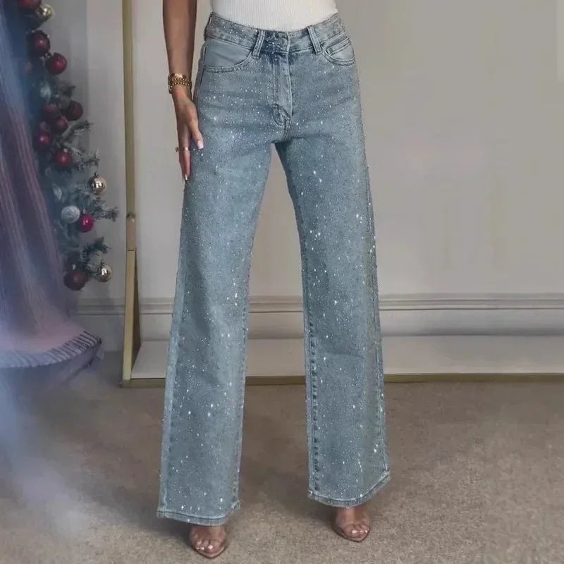High Waist Diamond Washed Mom Jeans