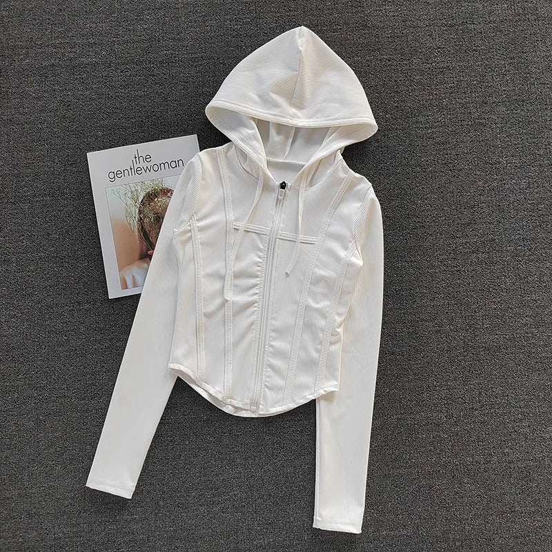 Fitted Ribbed Crop Zip