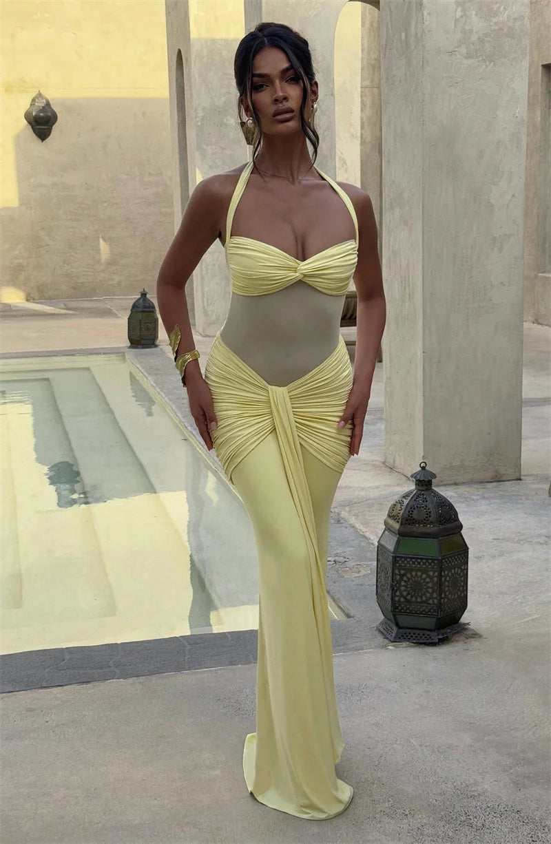 Mesh Waist Maxi Dress
