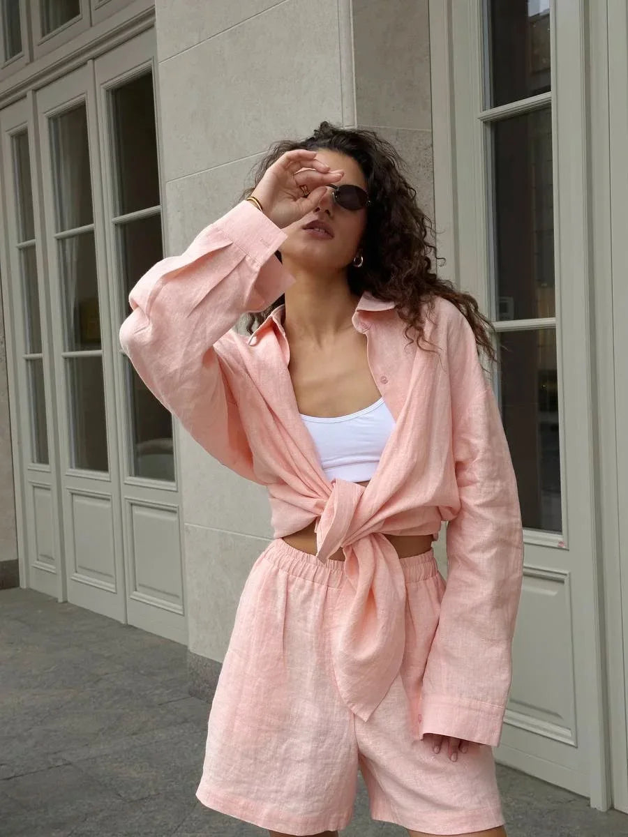 Casual Cotton Button Down Set