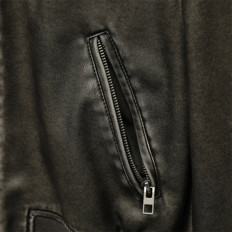 Vintage Washed Leather Bomber