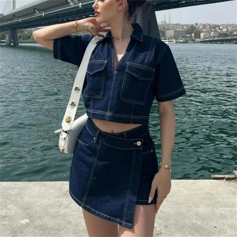 Denim Crop and Skort set