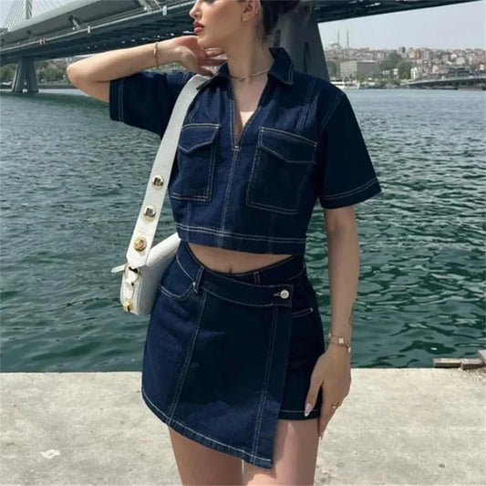 Denim Crop and Skort set