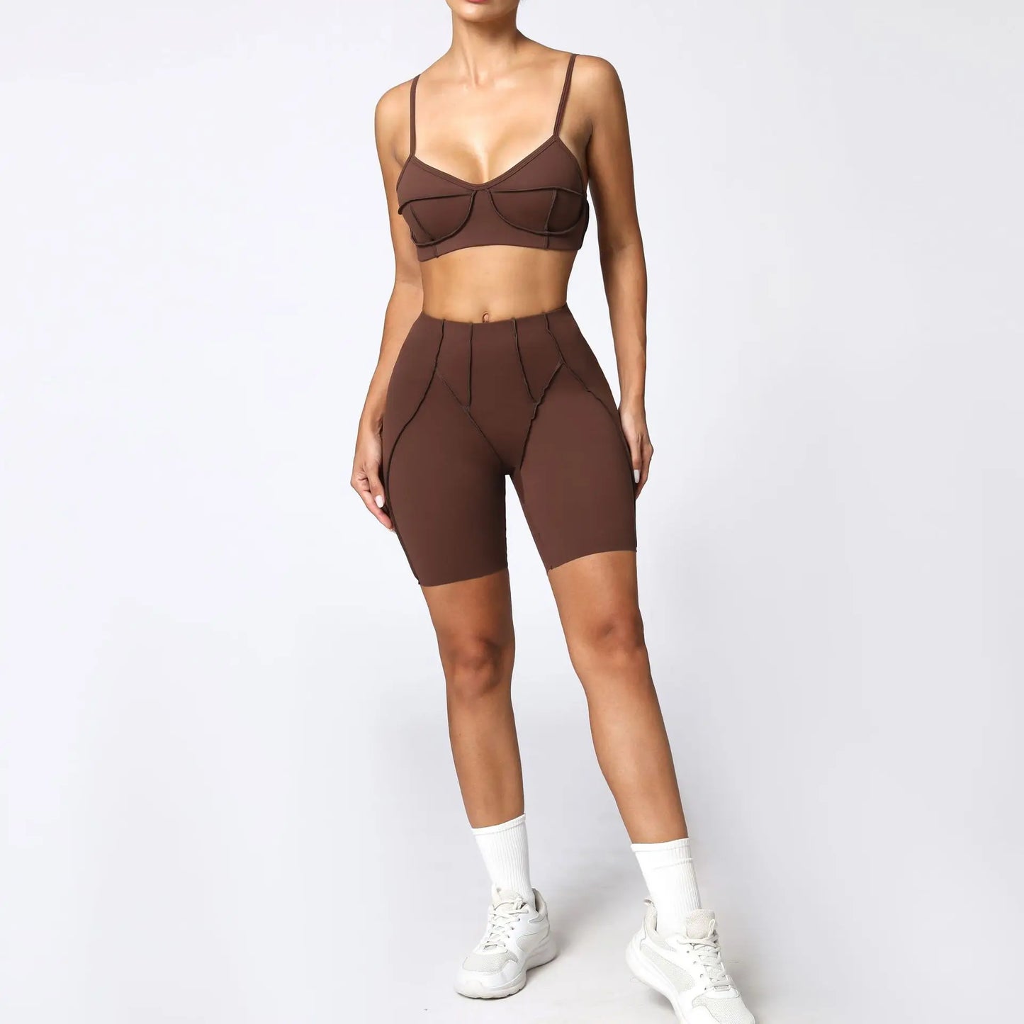 Sports Bra Biker Shorts Yoga Set