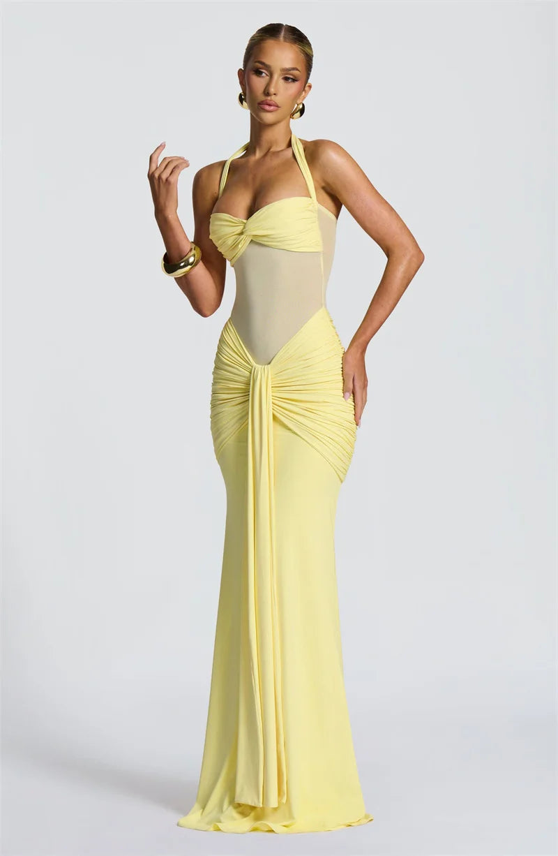 Mesh Waist Maxi Dress