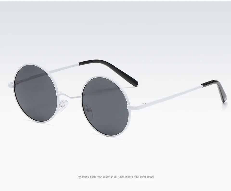 Retro Polarized Round Metal Frame Sunglasses