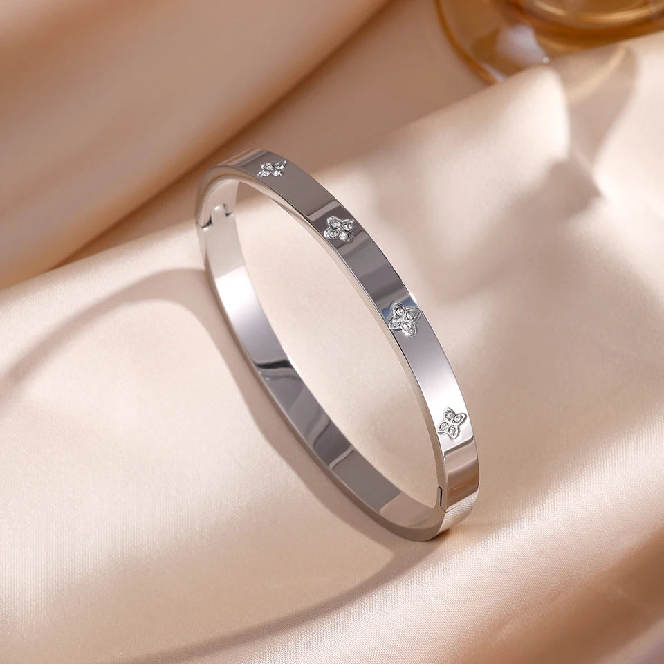 Sparkling Zirconia Stainless Steel Bracelets