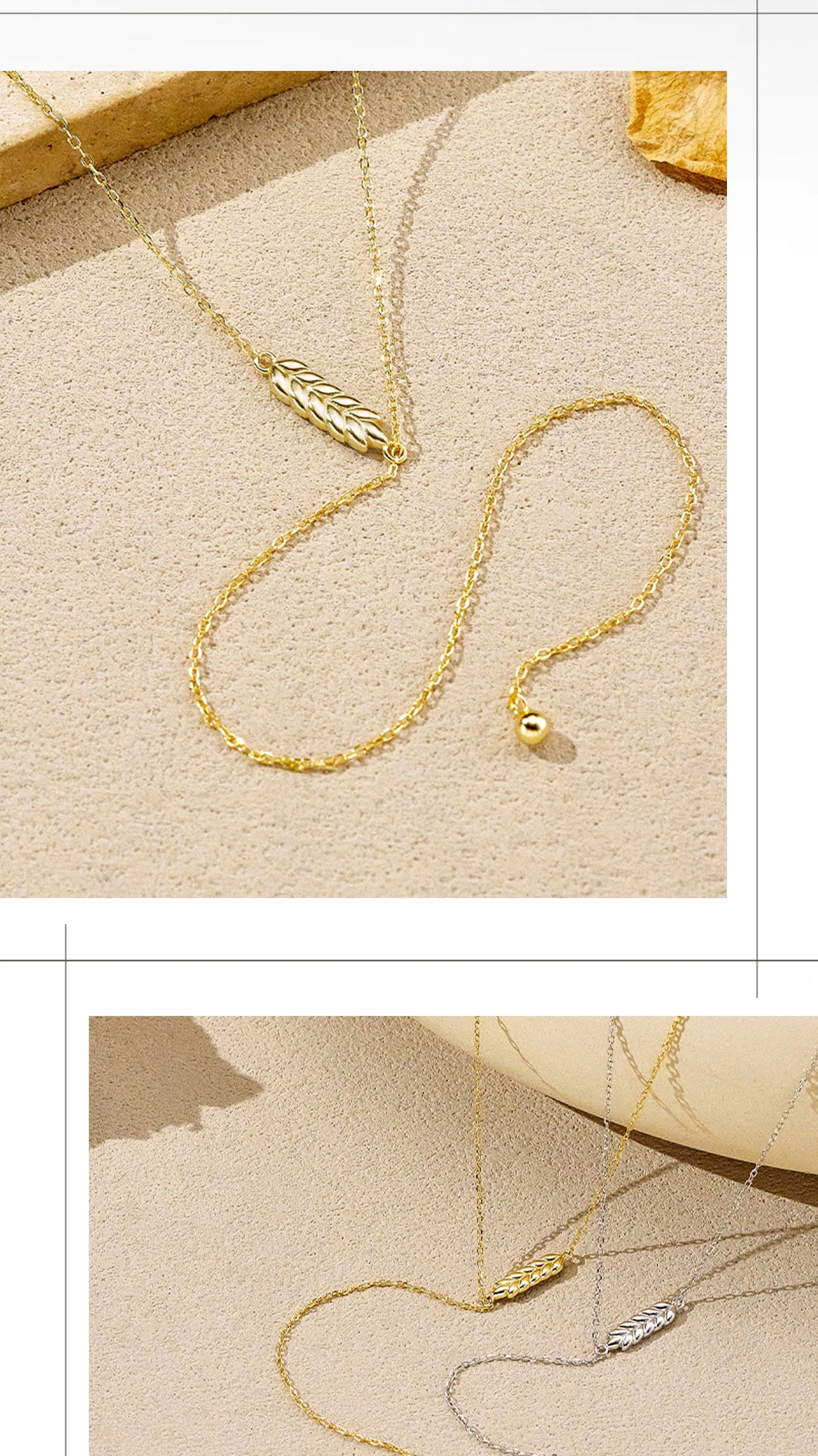 Sterling Silver Wheat Leaf Pendant