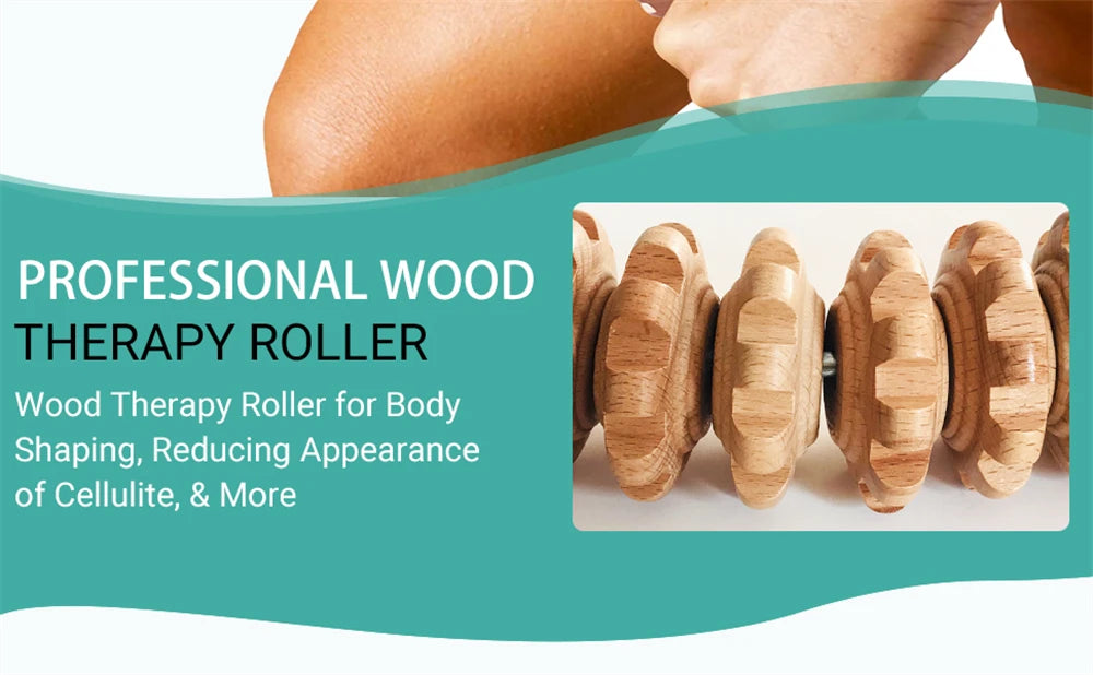 Natural Curved Wooden Massage Roller for Waist and Thigh