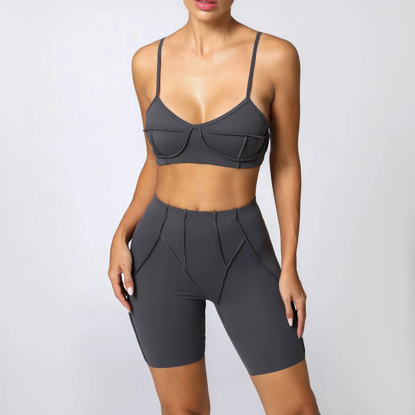 Sports Bra Biker Shorts Yoga Set