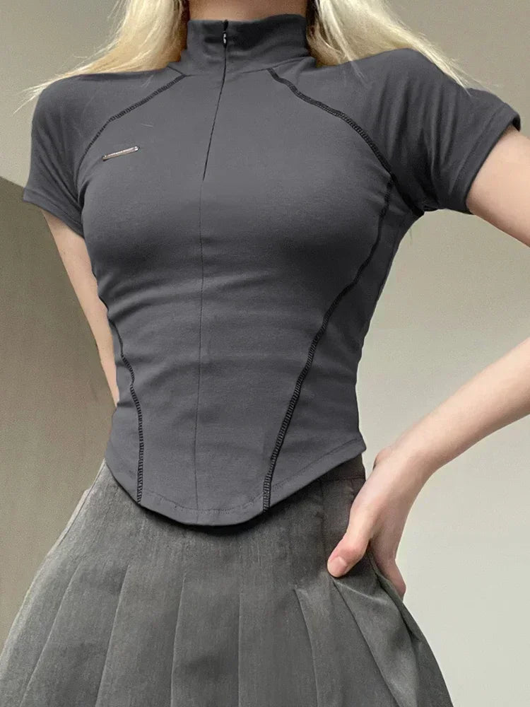 Grey Moto Tee