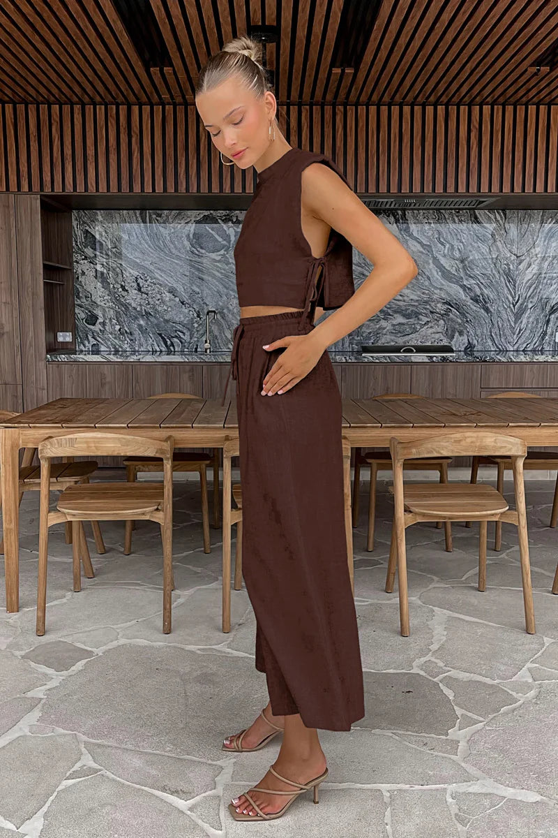 Linen Crop & Pants Set