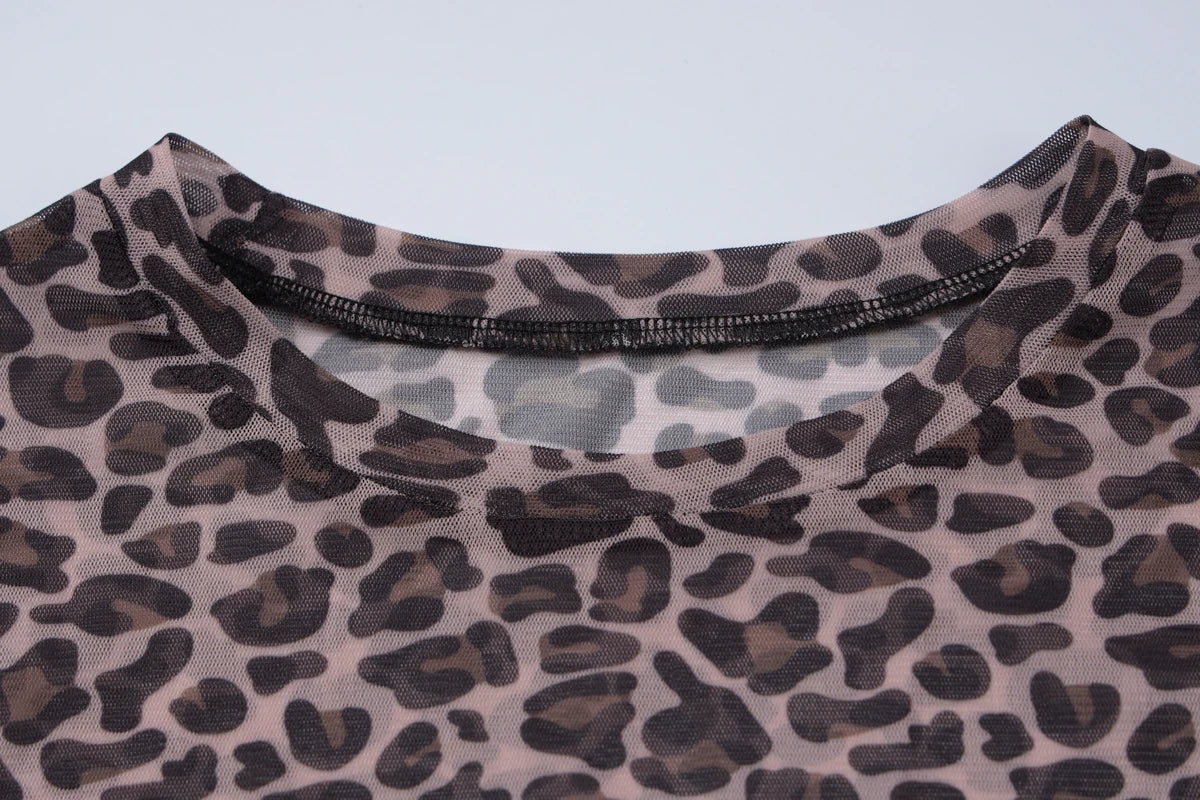 Leopard Bodycon Long Sleeve Crop