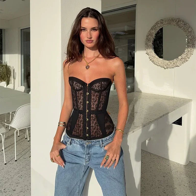Lace Strapless Corset Top