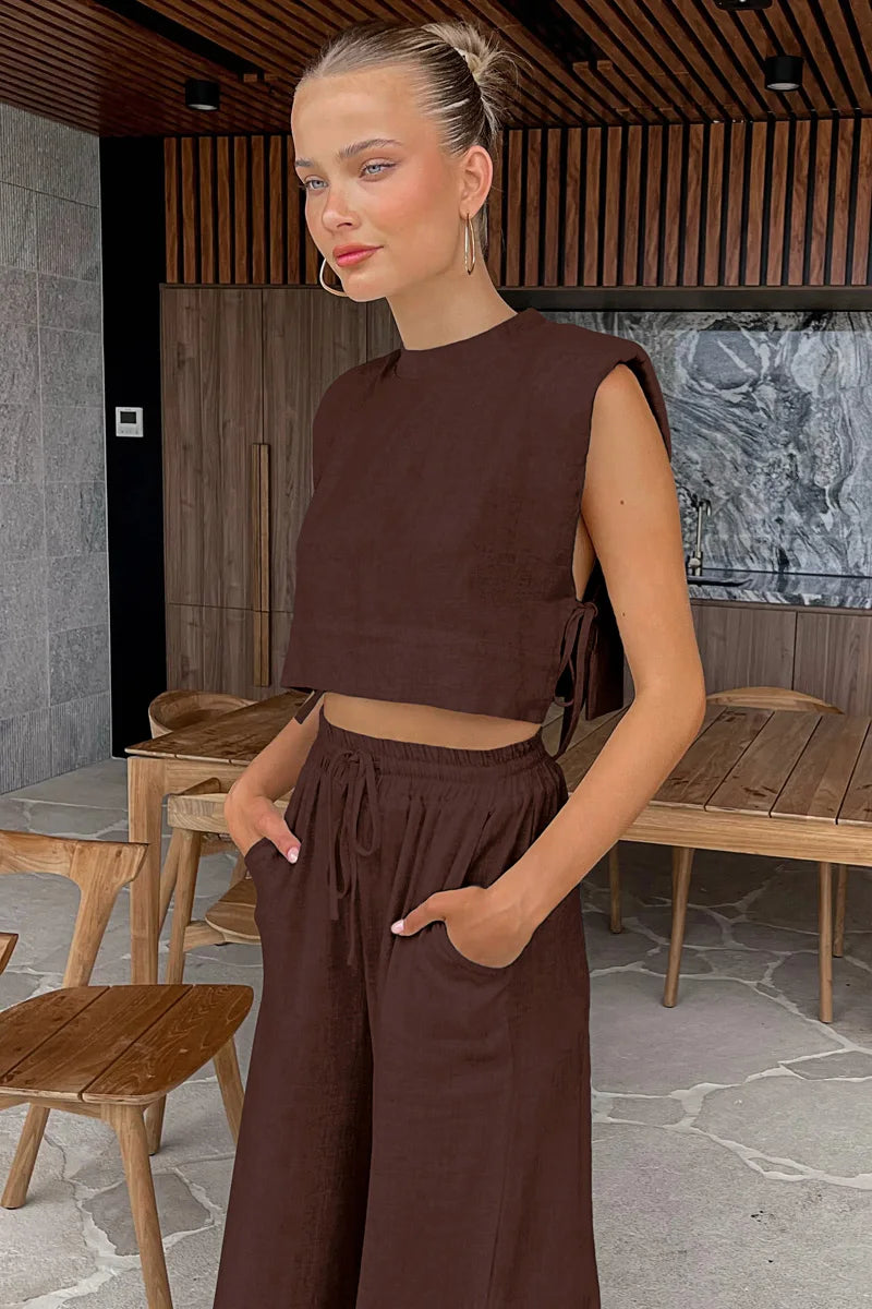 Linen Crop & Pants Set