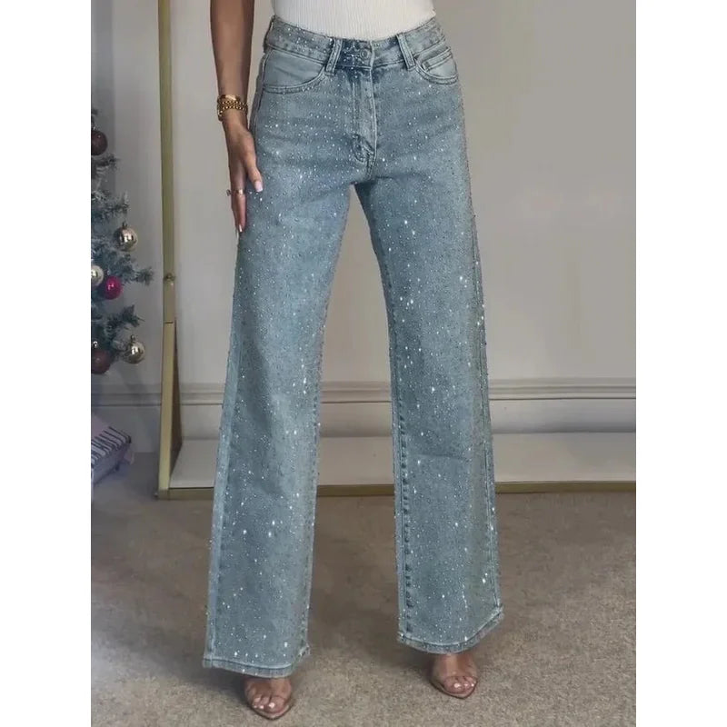 High Waist Diamond Washed Mom Jeans
