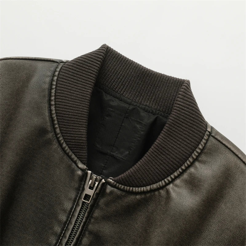 Vintage Washed Leather Bomber