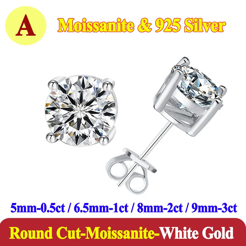 0.5-3 Carat Moissanite Studs