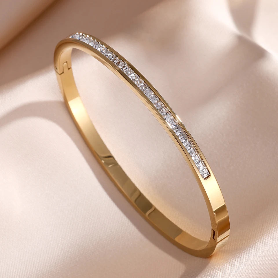 Sparkling Zirconia Stainless Steel Bracelets